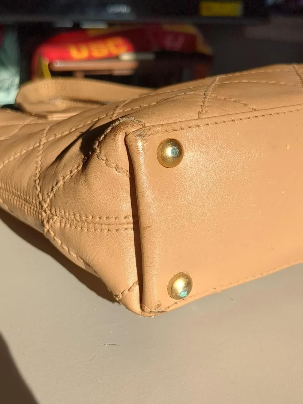 Chanel Quilted Leather Tote Bag in Light Tan - Picture 6 of 10